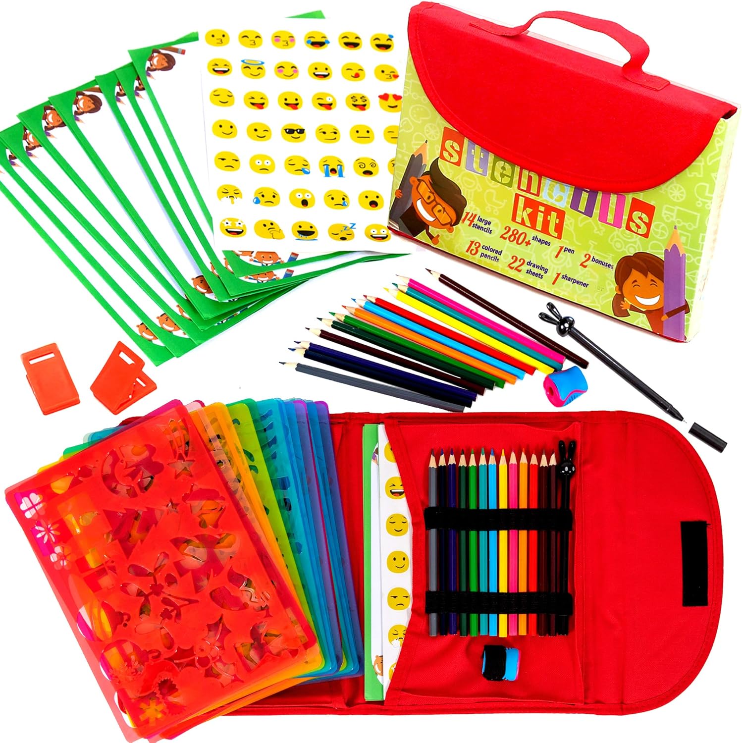 Drawing Stencils for Kids Kit with Carry Case for Creativity