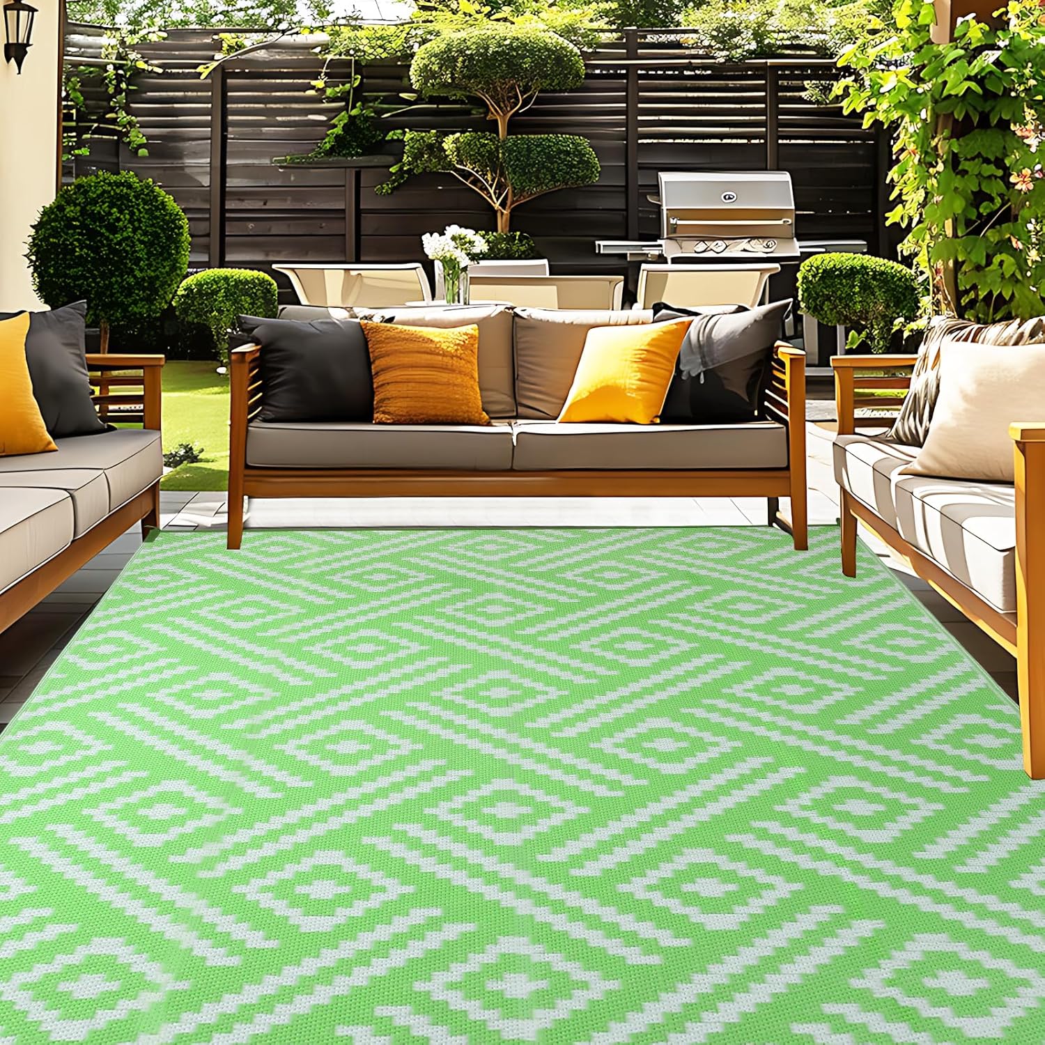 OPPODREAM Outdoor Rug 9x12 Waterproof for Patio and Camping