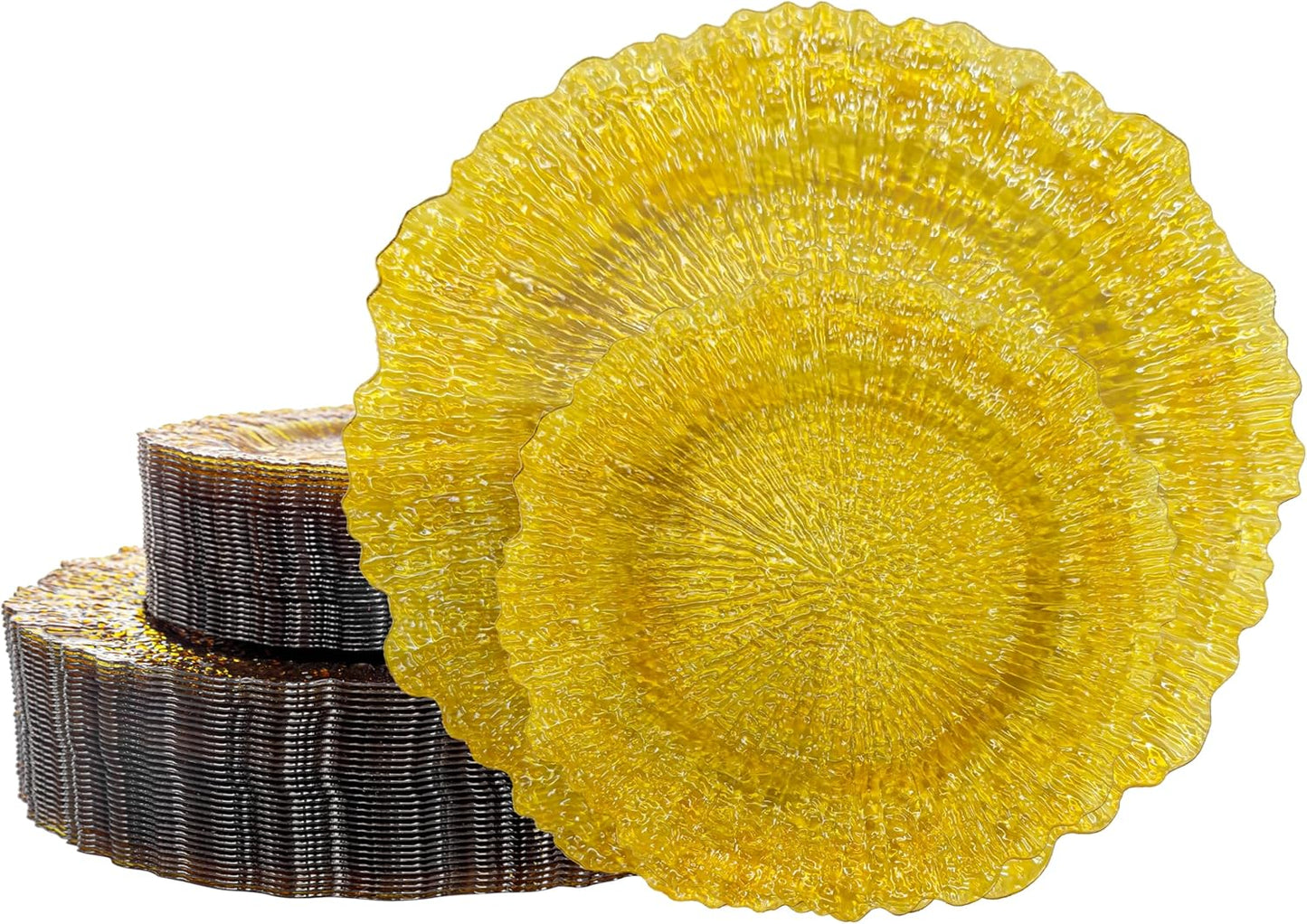 U-QE 60PCS Clear Yellow Plates for Parties and Weddings