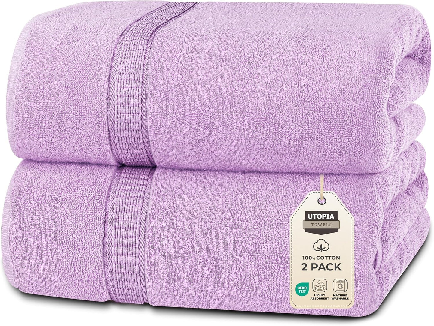 Luxurious Jumbo Bath Sheet Set of 2, 100% Cotton, 35 by 70 in