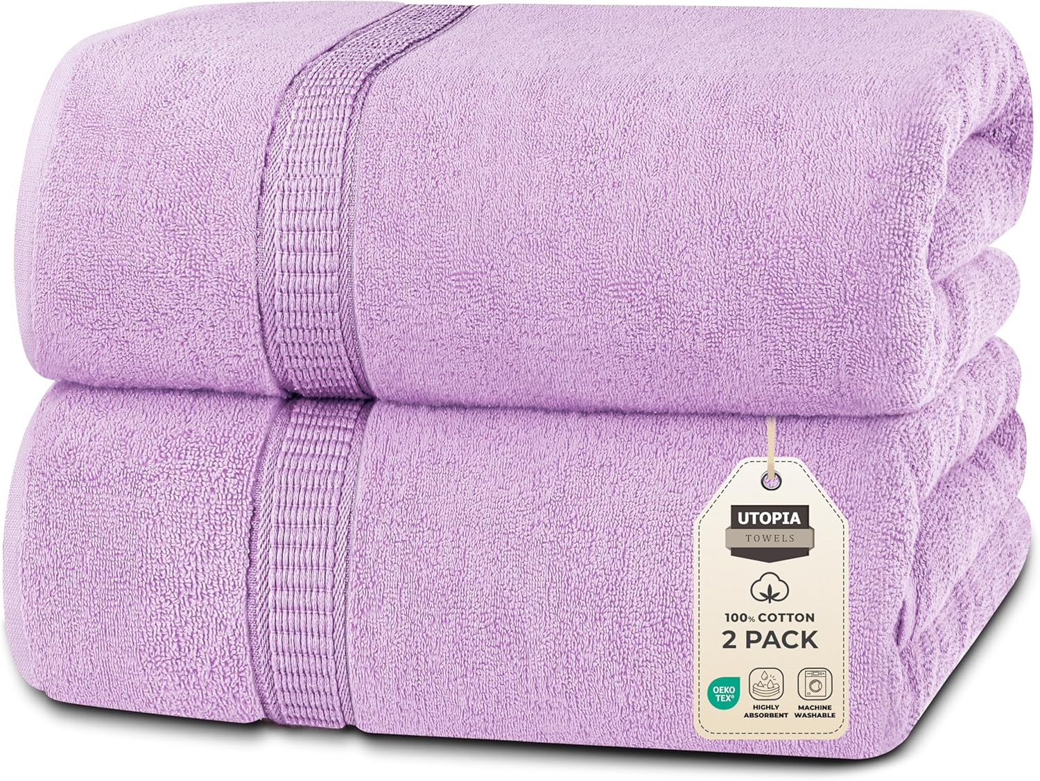 Luxurious Jumbo Bath Sheet Set of 2, 100% Cotton, 35 by 70 in