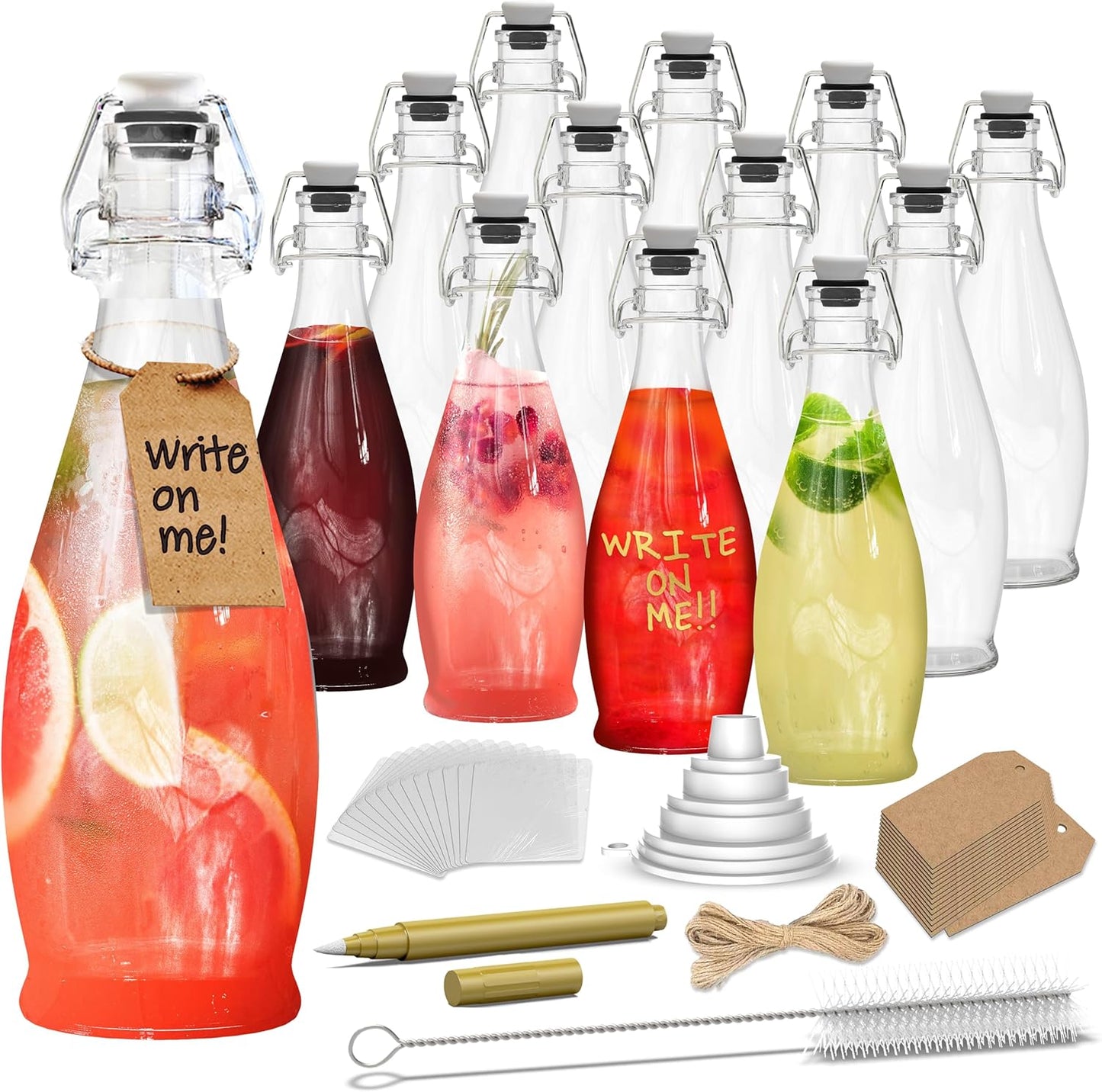 Nevlers 17 Oz Teardrop Flip Top Glass Bottles for Brewing