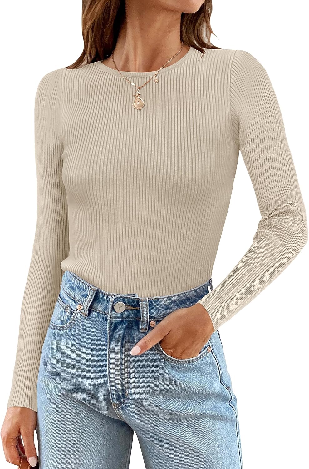 ZESICA Women's Long Sleeve Crewneck Casual Basic Tee Tops
