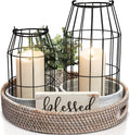 Rustic Farmhouse Lantern Decor Set of 2 - Stylish Table & Mantel