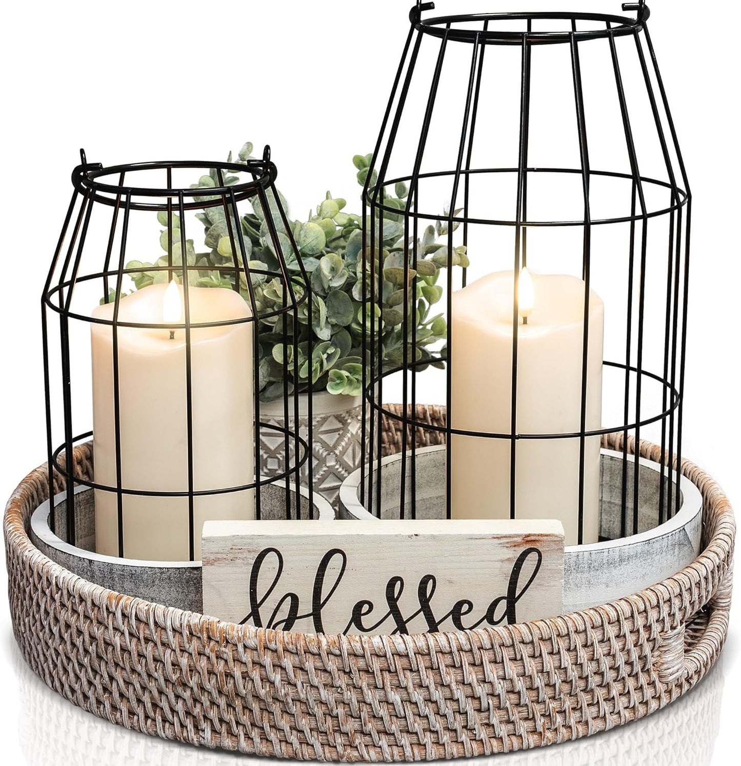 Rustic Farmhouse Lantern Decor Set of 2 for Stylish Homes