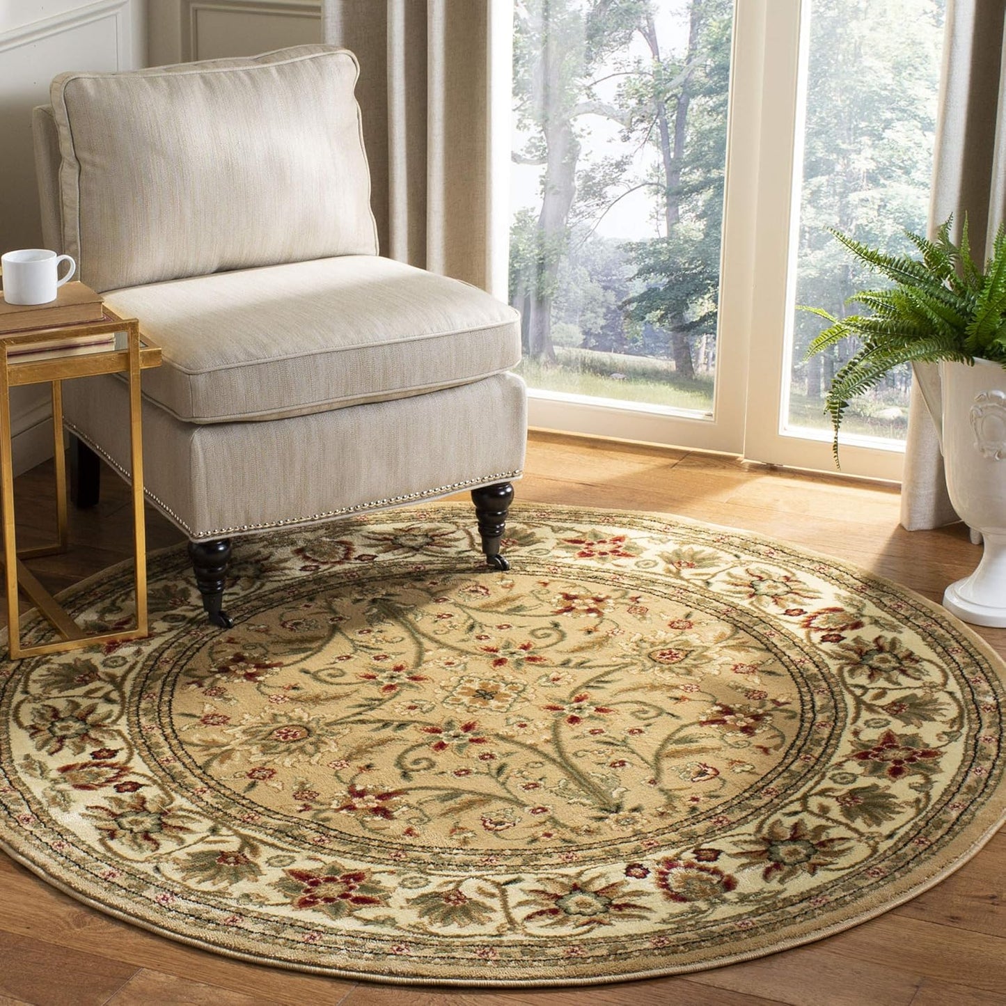 SAFAVIEH Lyndhurst Collection 8ft Round Beige/Ivory Area Rug