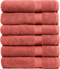 Red 6-Pack Cotton Bath Towels 24 x 50 - Hotel & Spa Quality