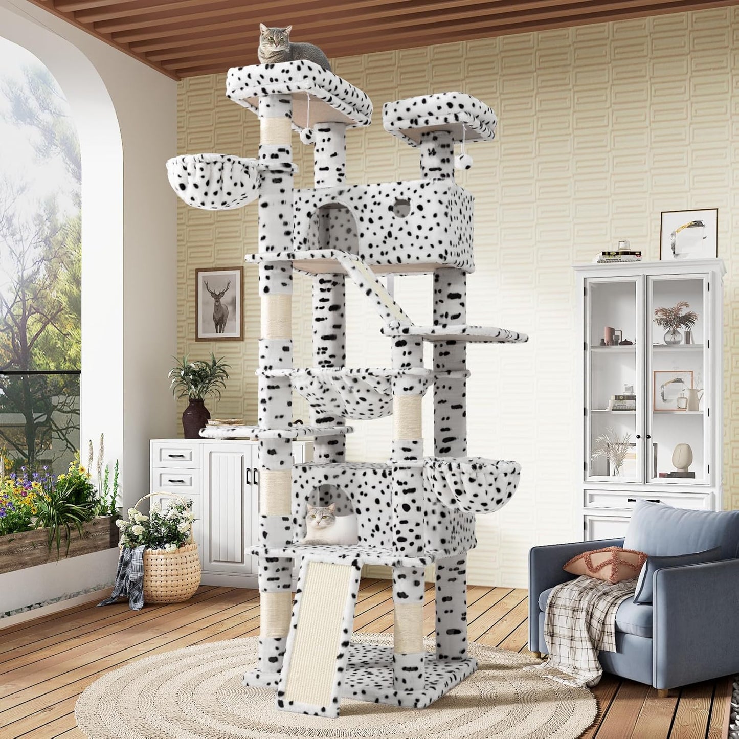 SHA CERLIN 81in Multi-Level Tall Cat Tree for Indoor Kitties