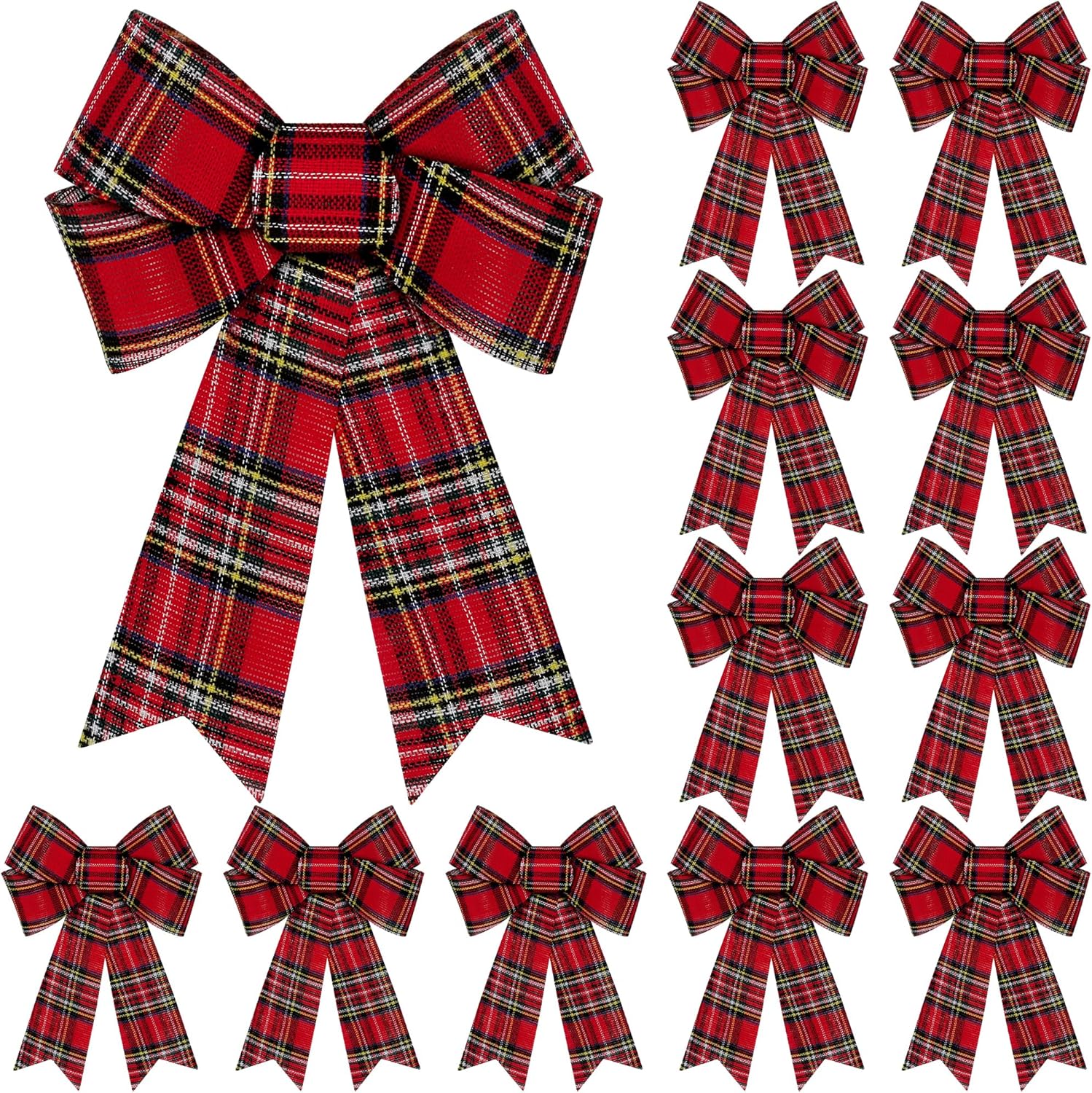Large White Black Red Christmas Bows for Tree and Decor