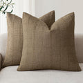 Foindtower Decorative Linen Check Throw Pillow Covers Set of 2
