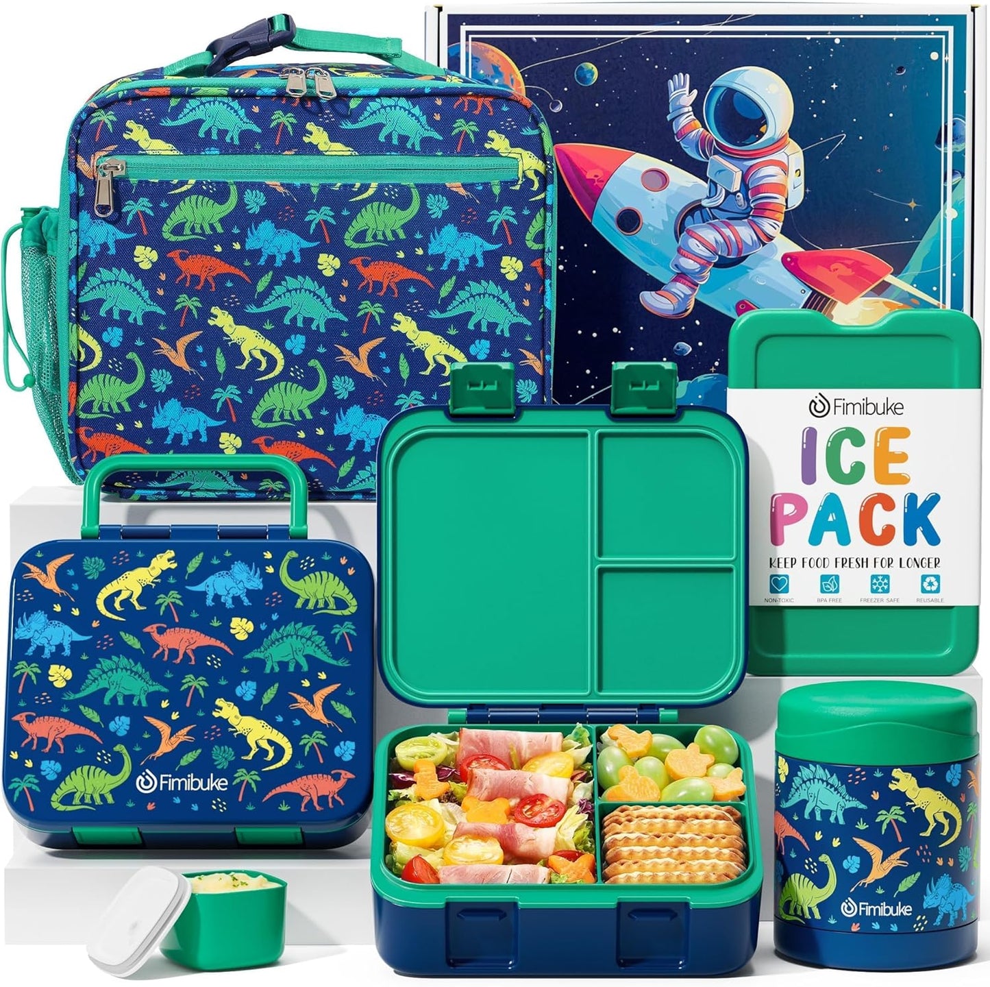 Fimibuke Bento Lunch Box Set for Kids with Thermos and Ice Pack