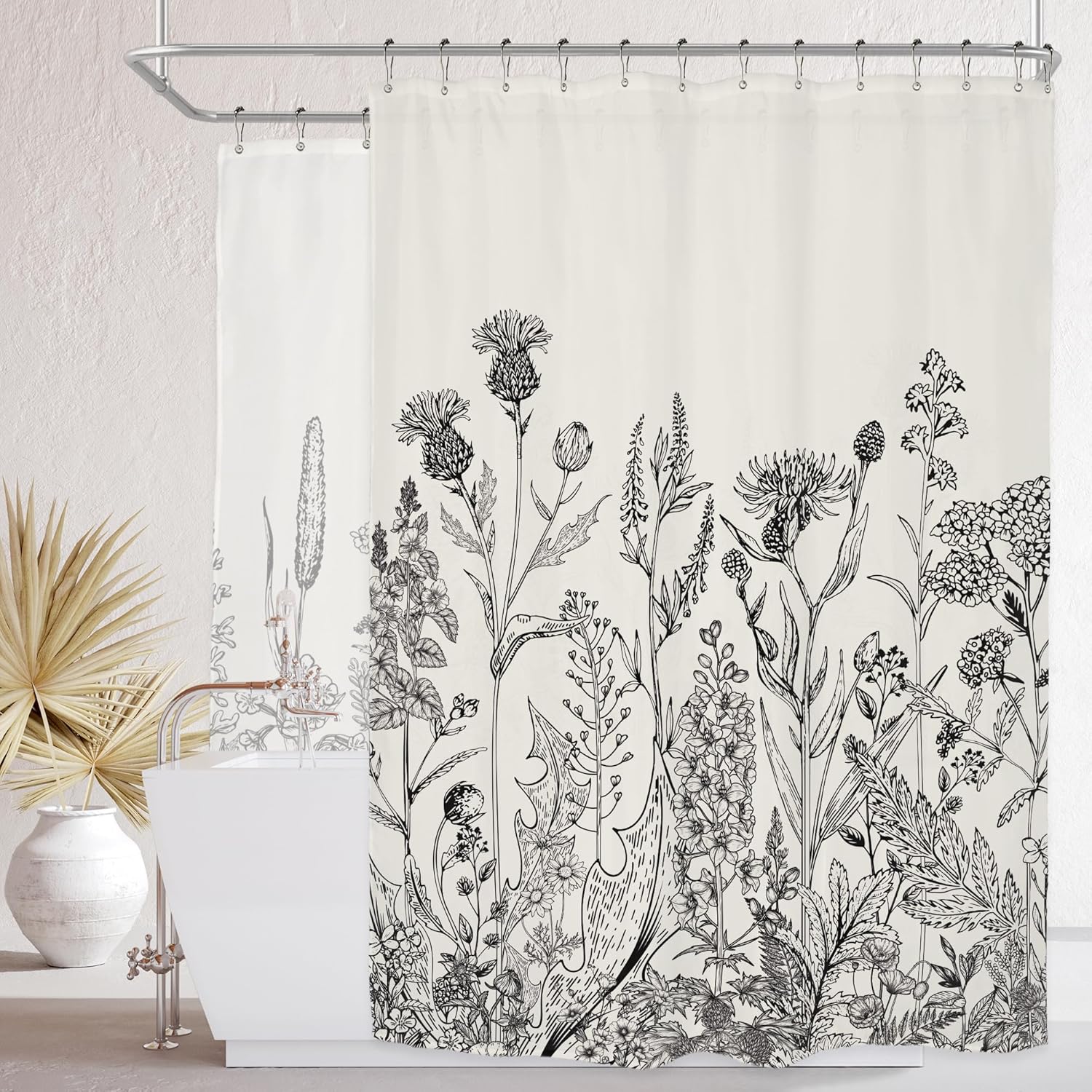 Riyidecor Clawfoot Tub Extra Wide Shower Curtain for Elegant Decor