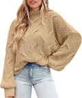 Women's Oversized Cable Knit Pullover Sweater - Cozy Fall Fit