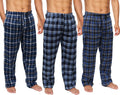Active Club Mens Flannel Pajama Pants 3 Pack - Soft Sleep & Lounge are