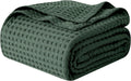 Full Size Hunter Green Cotton Waffle Blanket 88x88 in - Lightweight