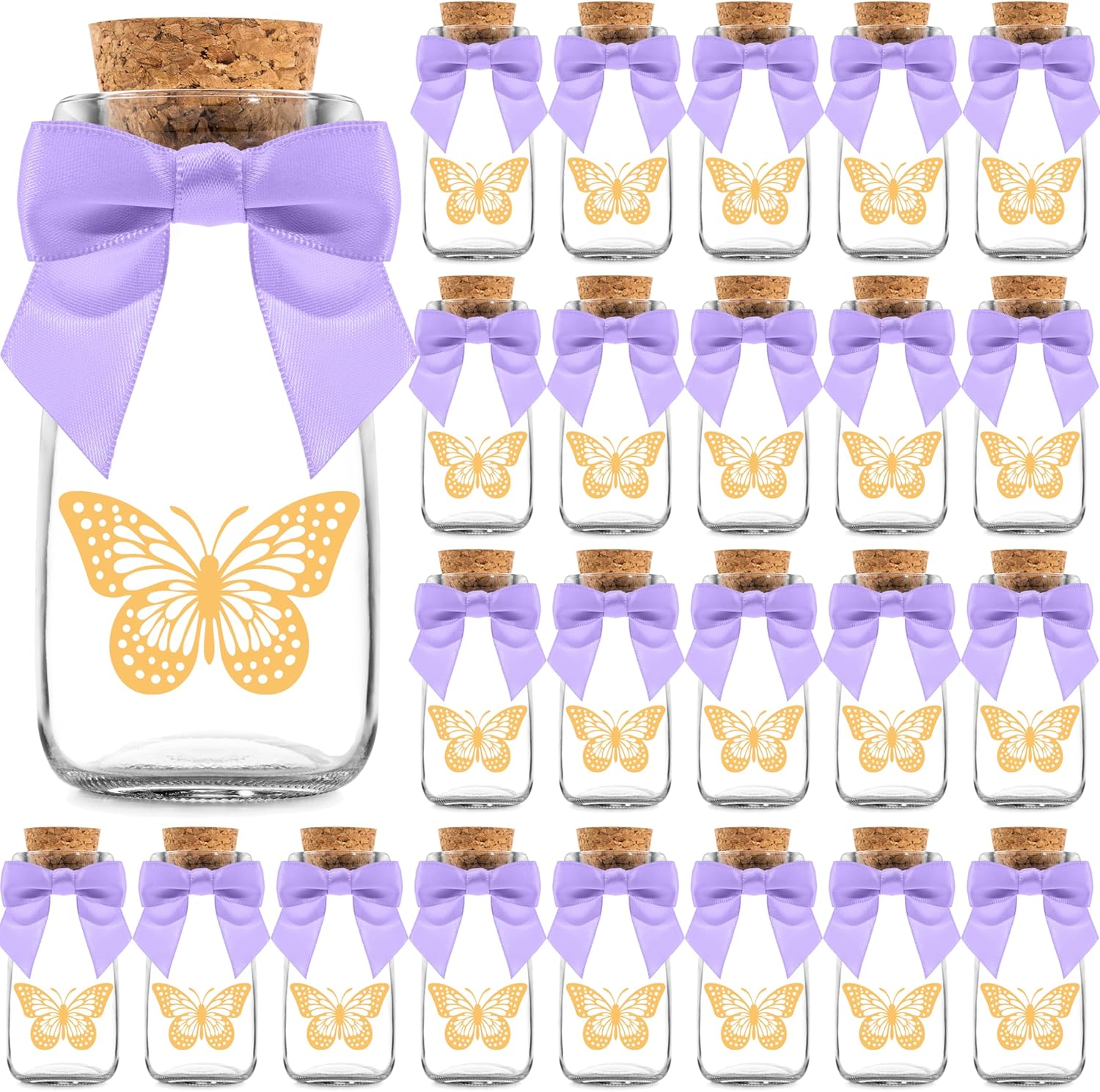 Small 24 Pack Butterfly Party Favor Glass Bottles for Events