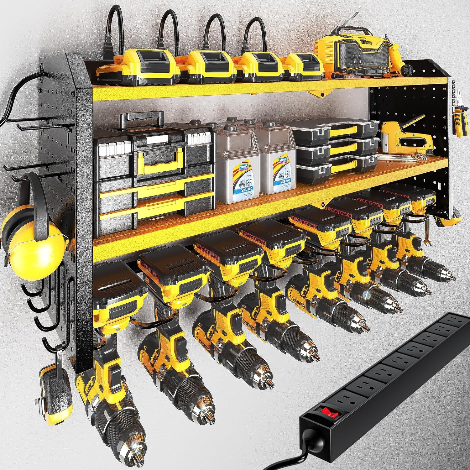 KAFAHOM Power Tool Organizer with Charging Station for Garage