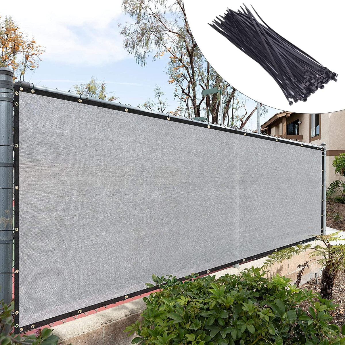 Royal Shade Custom Size Grey Fence Privacy Screen for 8ft Fences