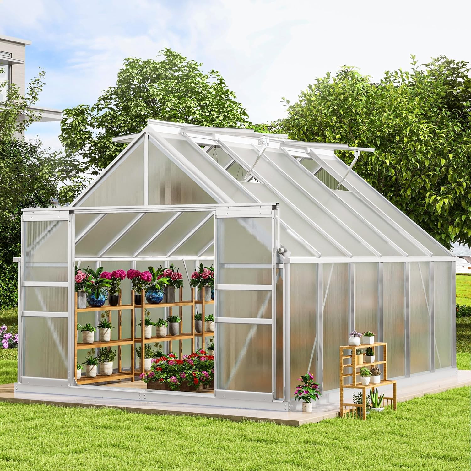 10x12FT Polycarbonate Greenhouse for Year-Round Plant Care