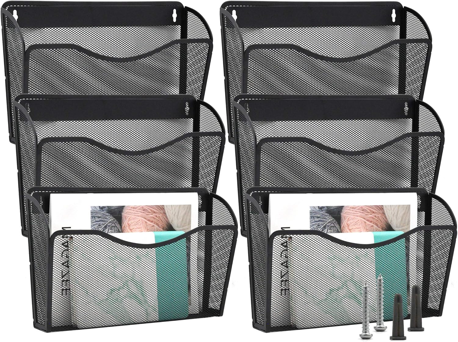 EASEPRES 6 Pocket Mesh Hanging File Organizer for Home Office