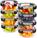 Glass Meal Prep Containers Set 16pc - Airtight 32oz Round Bowls