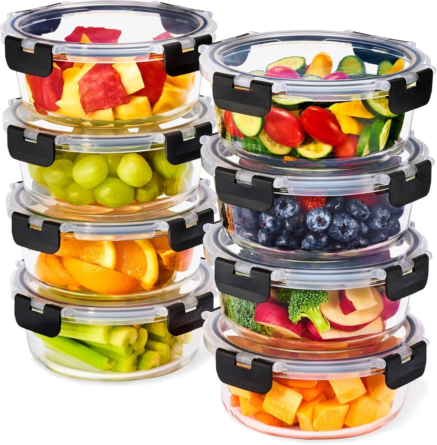 Sorbus 16pc Glass Meal Prep Containers Set for Food Storage
