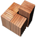 Solid Acacia Wood Interlocking Patio Deck Tiles - Durable Outdoor