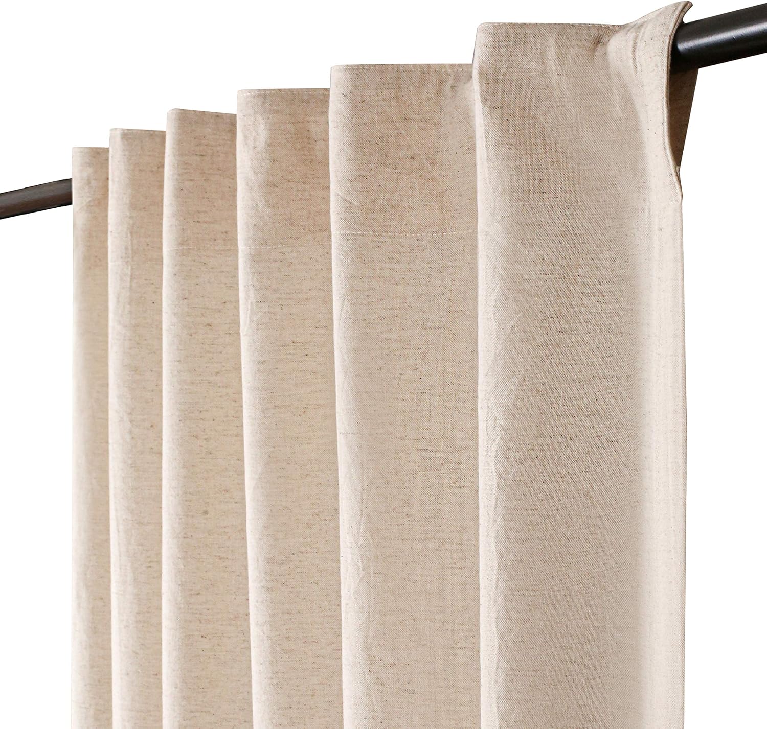 Set of 2 Natural Linen Curtains - 108 Long Farmhouse Style