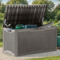100 Gallon Resin Deck Box Storage Bench - Weather Resistant