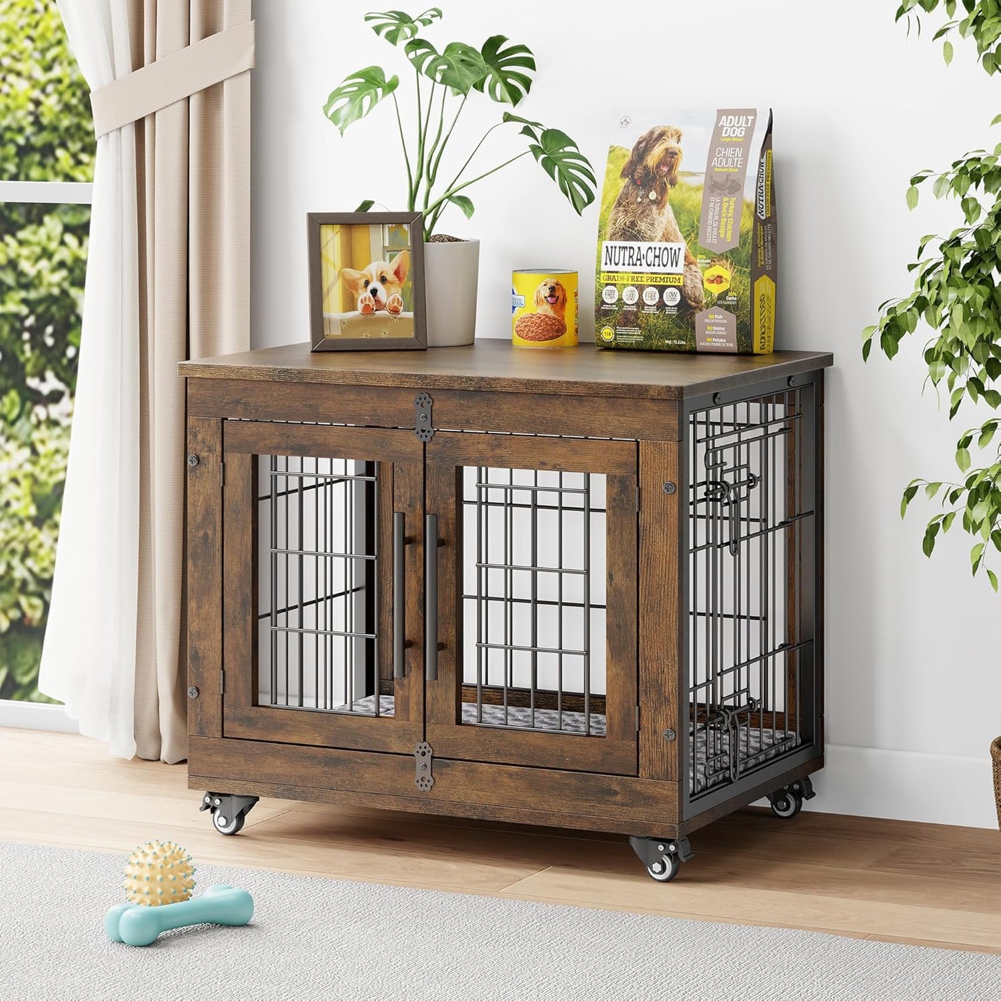 Multi-Functional Dog Crate Furniture with Cushion for Small Dogs