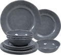 12 Pcs Vintage Melamine Dinnerware Set - Lightweight Durable 4Person