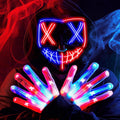 Halloween LED Mask and Gloves Set - Light Up Cosplay Bundle