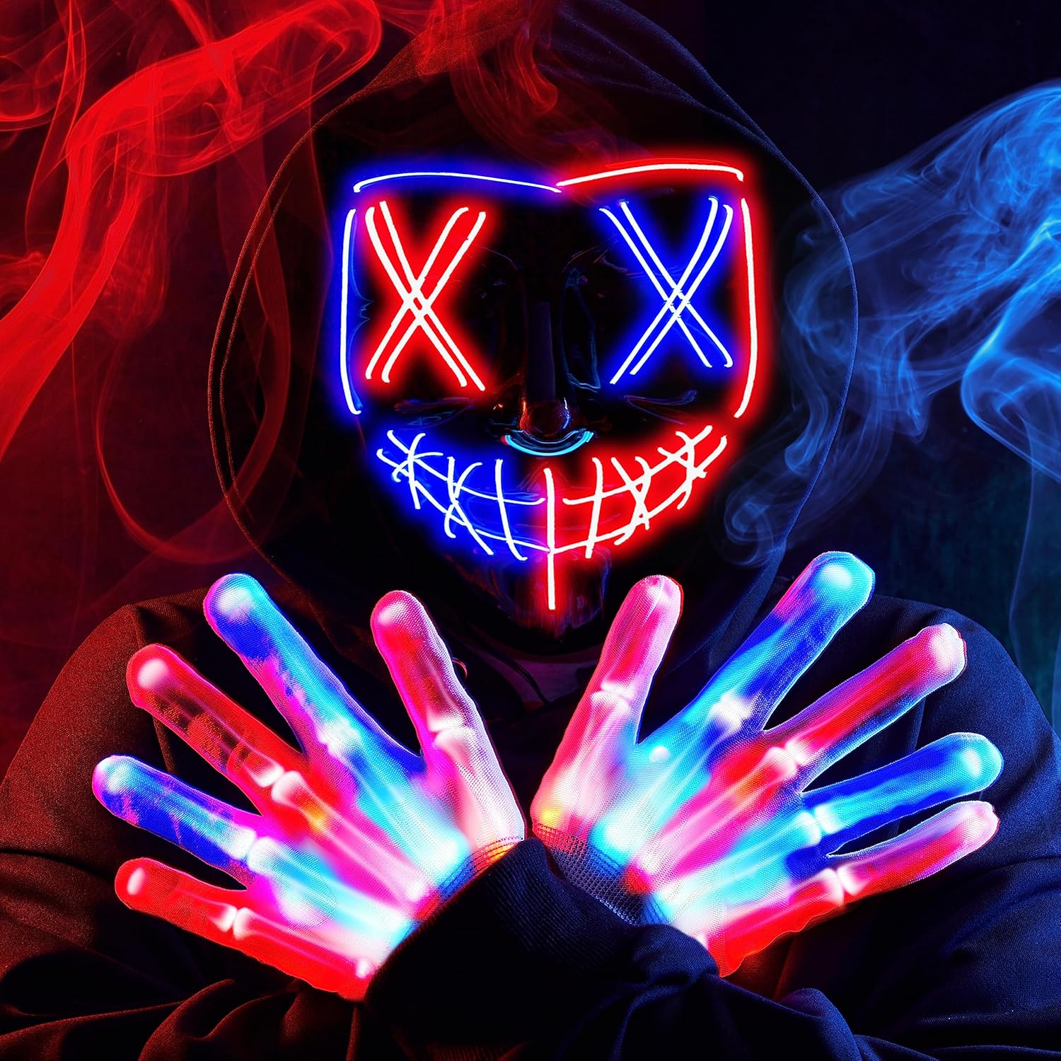 JOYIN Halloween LED Mask and Gloves for Scary Costume Fun