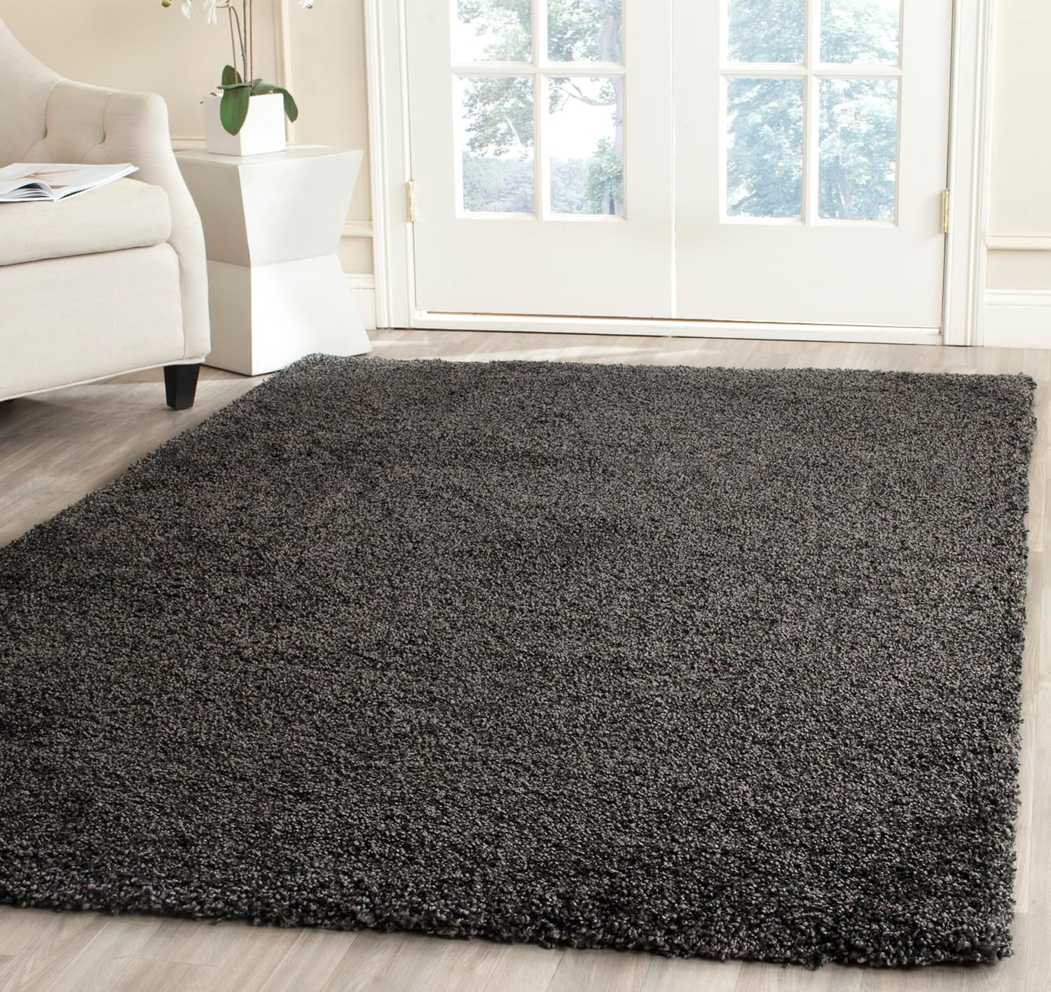 SAFAVIEH Milan Shag Collection Accent Rug - Dark Grey 4ft x 6ft
