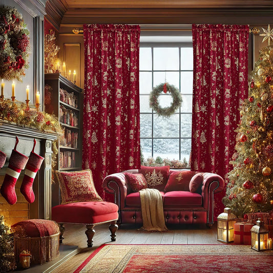 NICETOWN Red Velvet Curtains for Living Room, 96 inches Long