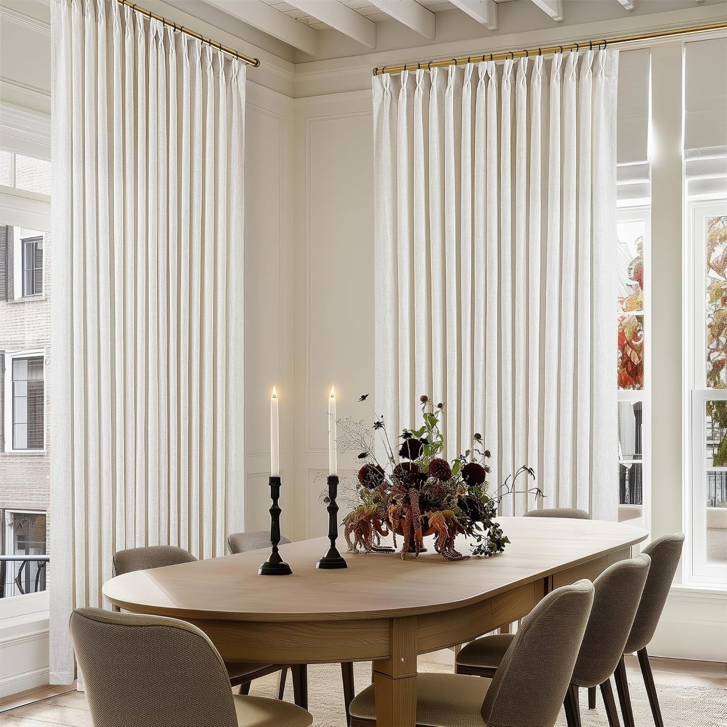 Pinch Pleated Linen 90 Inch Curtains for Elegant Living Spaces