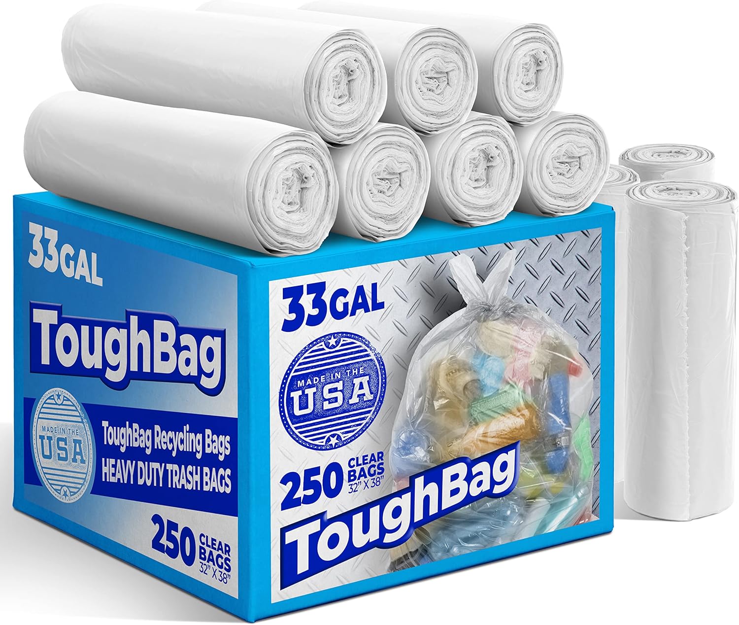 30-33 Gallon Clear Trash Bags Heavy Duty for Tough Clean-Up