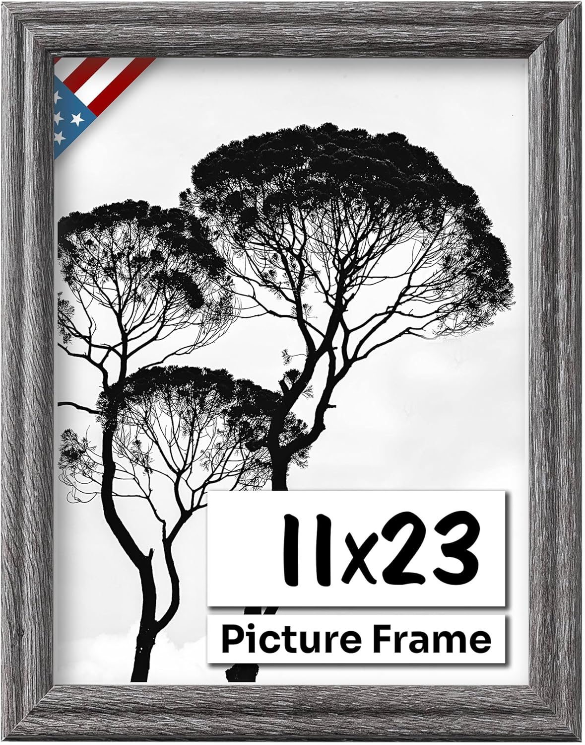 Barnwood Gray 11x23 Picture Frame - Handmade Solid Wood Frame
