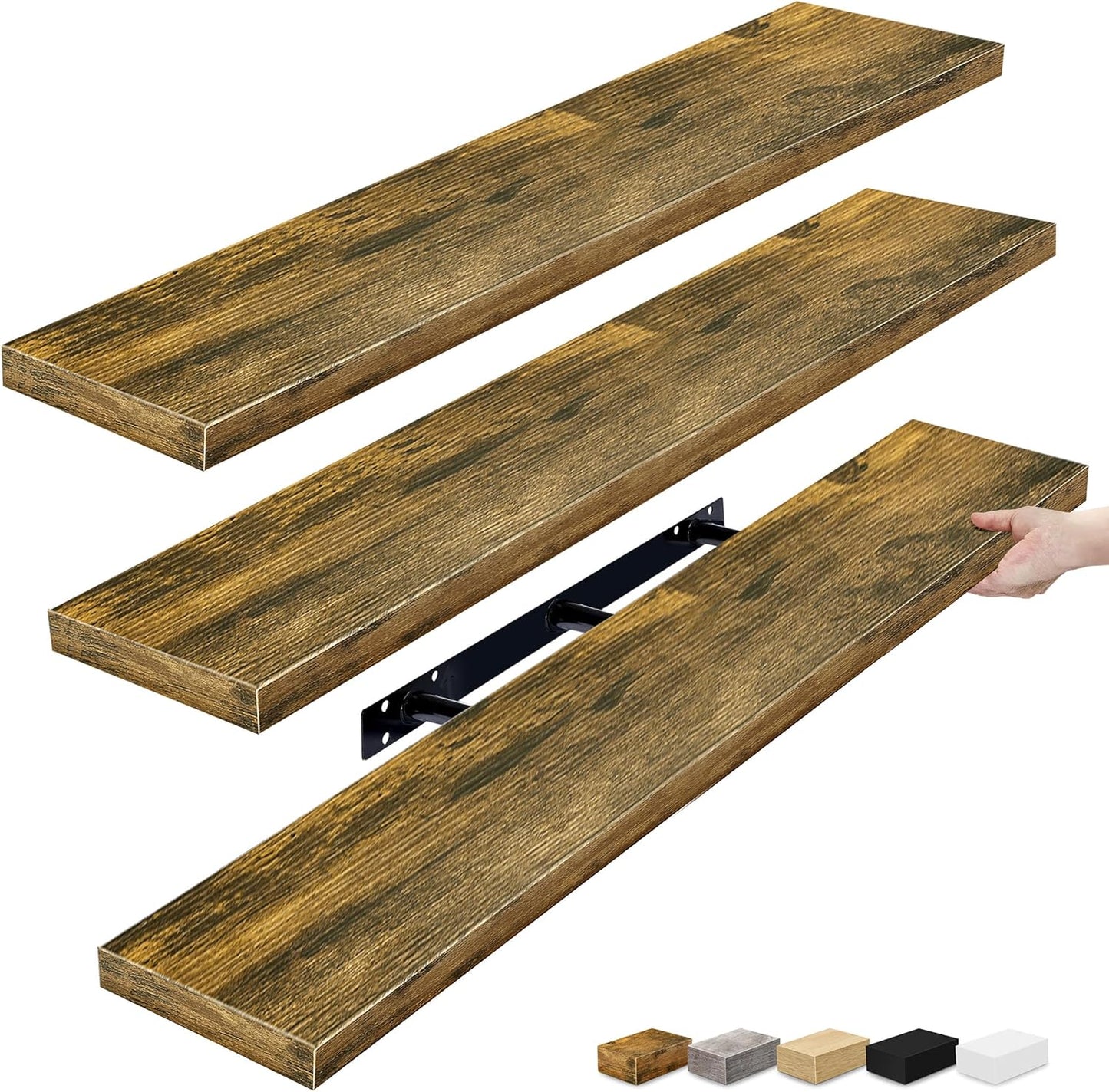 Floating Shelves for Wall by Sorbus - Rustic Brown 3 Pack