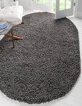Unique Loom Solid Shag Area Rug 5 ft 3 in x 8 ft Oval - Graphite Gray