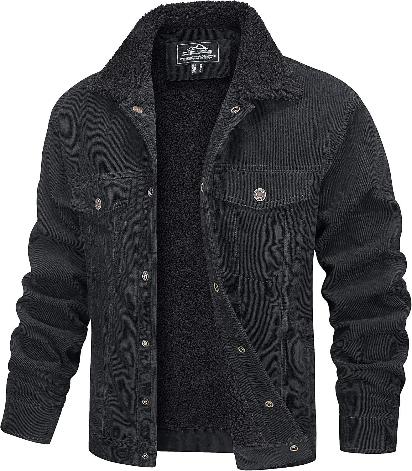MAGCOMSEN Men's Corduroy Jacket with Sherpa Lining for Winter