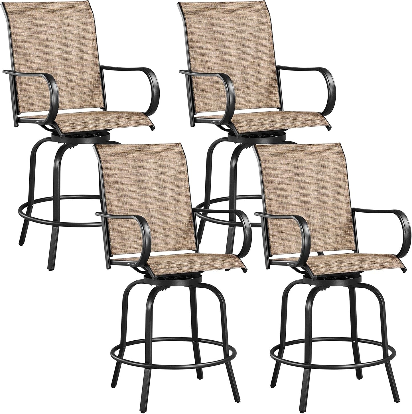 Yaheetech Patio Swivel Barstools Set of 4 for Outdoor Use