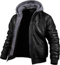 Men's Faux Leather Motorcycle Jacket with Removable Hood (Style YT64)