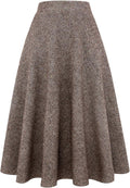 Womens Plaid Wool Skirt A-Line Maxi - Elastic High Waist Comfort