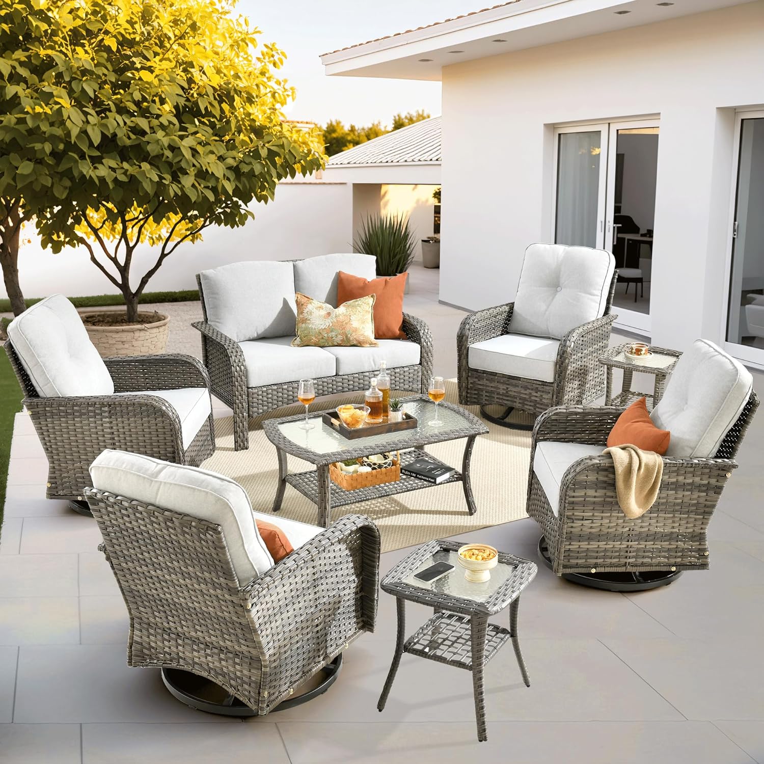 ovios 8 Pieces Patio Furniture Set with Comfy Cushions