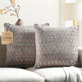 CPC 100% Cotton Throw Pillow Covers 20x20 in Set of 2 - Soft Boho Gray