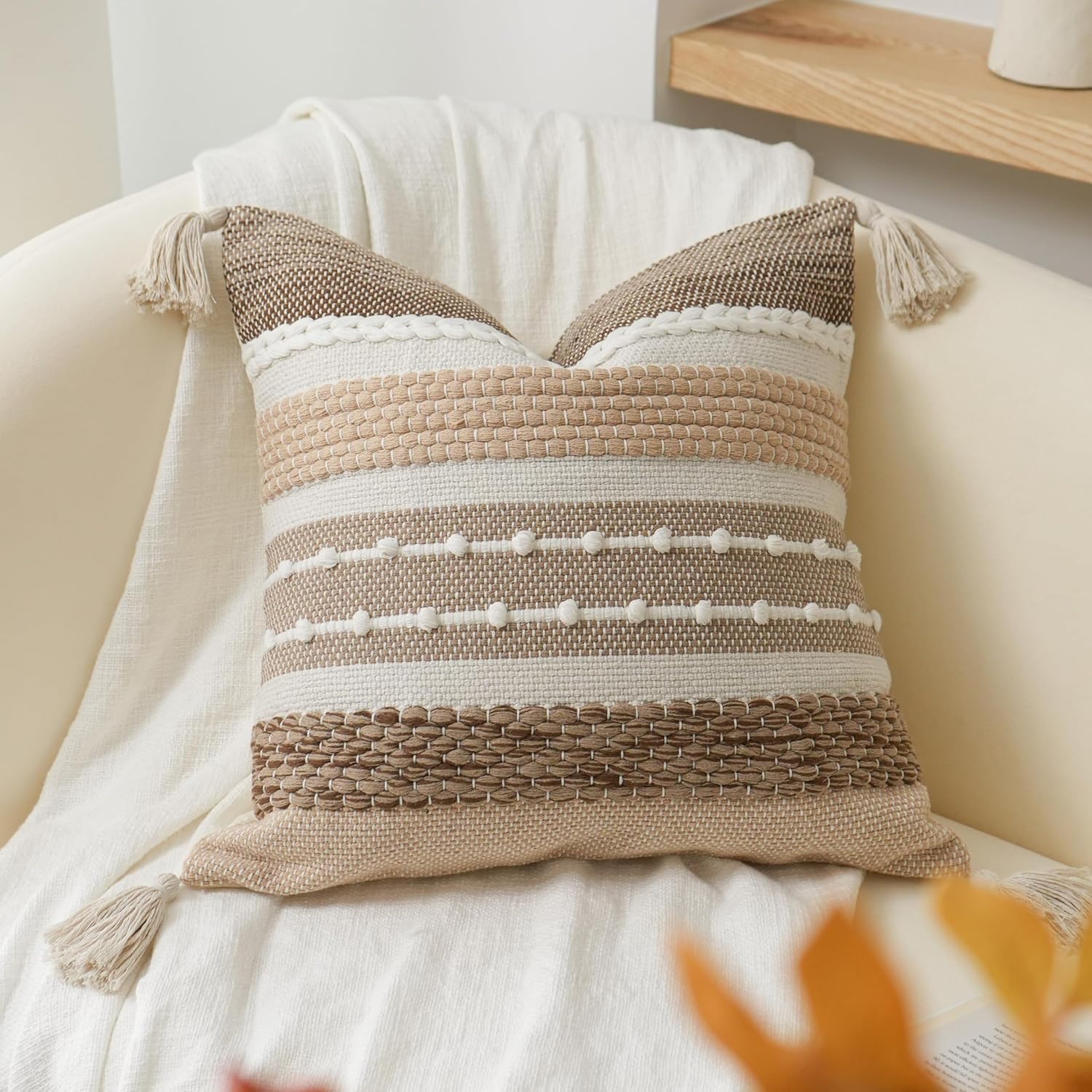 Fall Brown Decorative Throw Pillow Cover for Cozy Home Decor