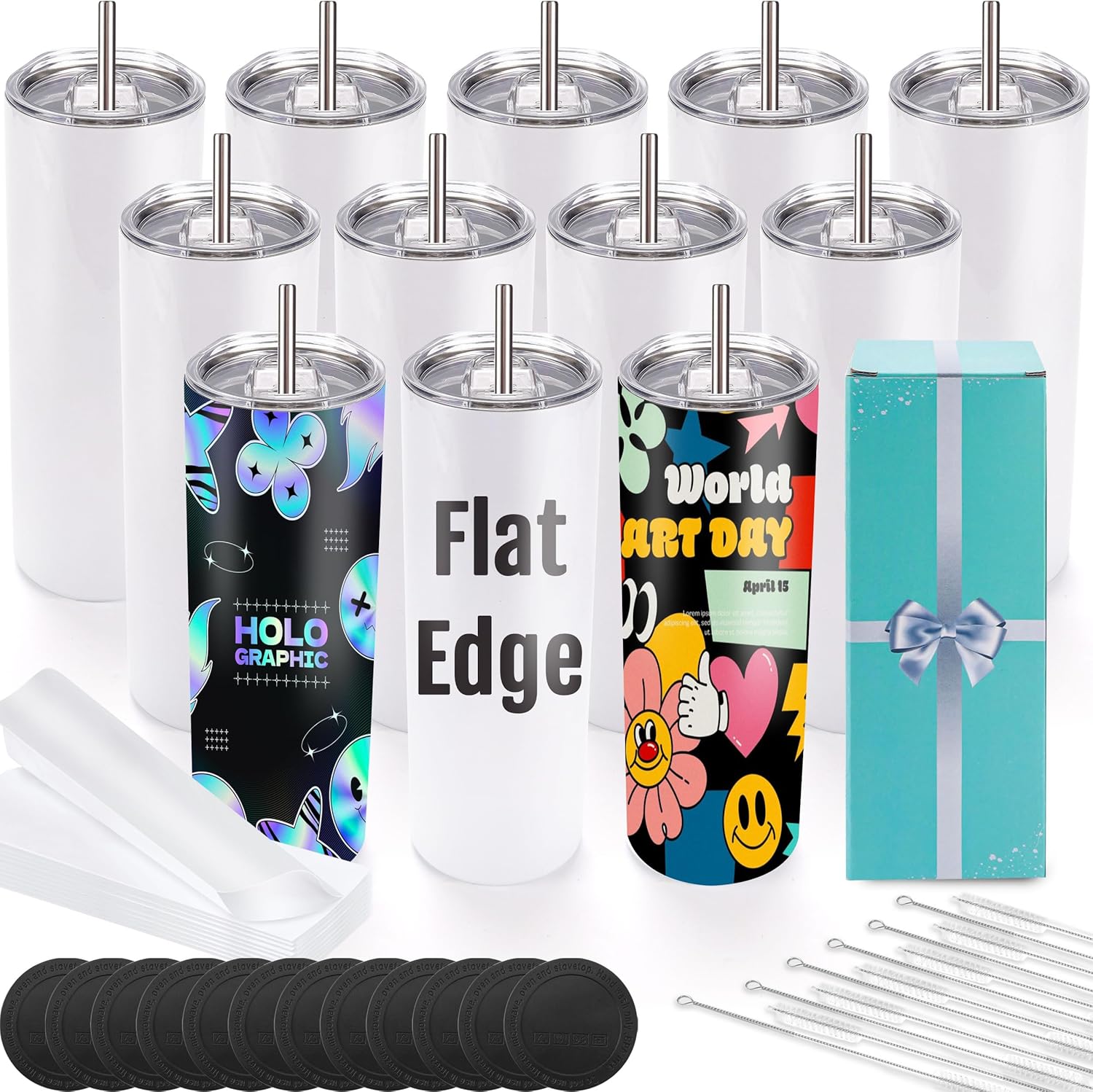20 Oz Sublimation Tumblers 12 Pack for Custom Designs and Gifts