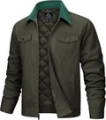 TACVASEN Men's Quilted Cotton Cargo Corduroy Collar Jacket - Warm Fall