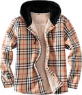 Men's Cotton Plaid Long Sleeve Flannel Shirt with Hood